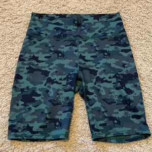 Women’s Fabletics Bike-Length Army Print Shorts